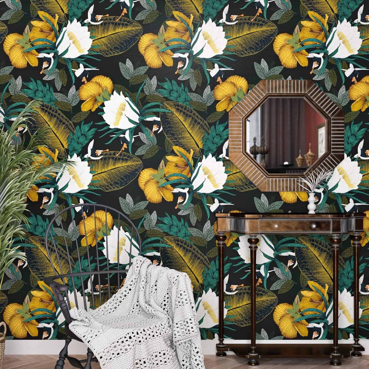 Botanical style wallpaper